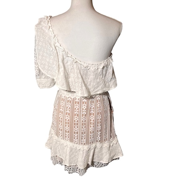 For‎ Love & Lemons White Lace Lovebird Mini Dress Size Large Pockets Flirty NWT - Picture 4 of 16